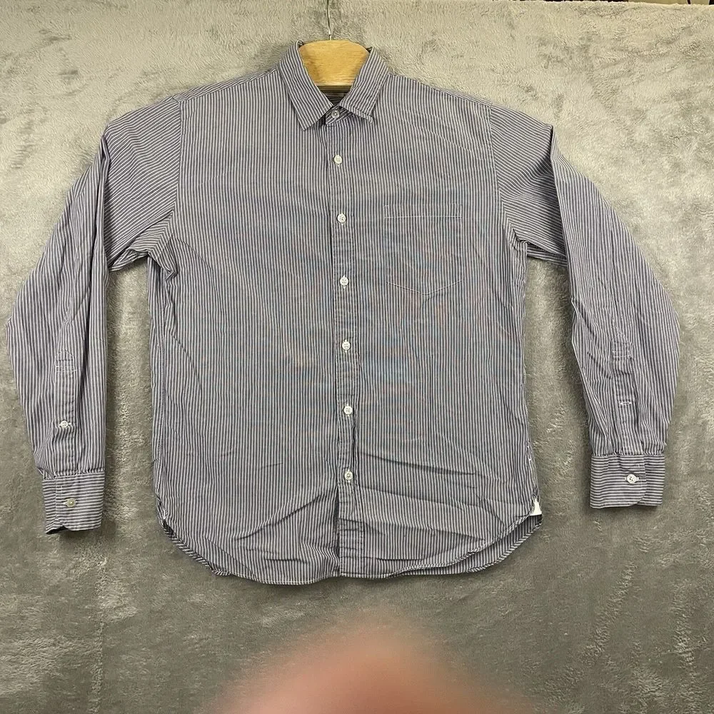 J Crew Shirt Mens M (15-15 1/2) Blue White‎ Stripes Casual Long Sleeve Button Up